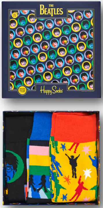 Happy socks special edition beatles box set of three pairs. vibrant and colourful